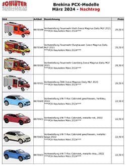 Bild von Brekina PCX Vorankündigung Nachtrag März 2024 