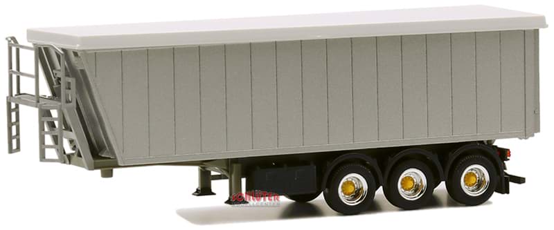 Bild von Kempf KippAufl. 3achs (silber lackiert, PL hellgrau, Chassis olivgrau, Felgen chrom/gelb)