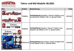 Bild von Vorbestellung Tekno + WSI Besonderheiten