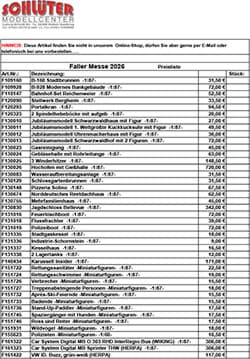 Picture of Faller Neuheiten 1-2026 - Preisliste