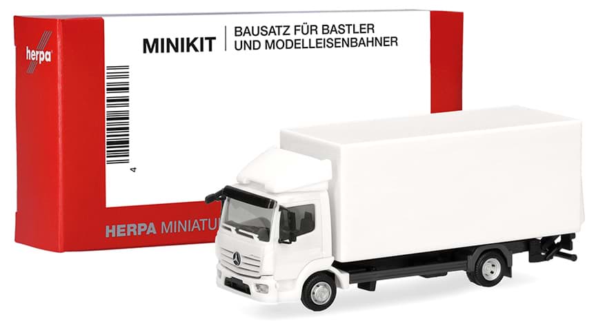Picture of Vorbestellung MB Atego 13 Koffer-LKW mit Ladebordwand, weiß (1 Stück) -MiniKit-  (NH09/10.2026)