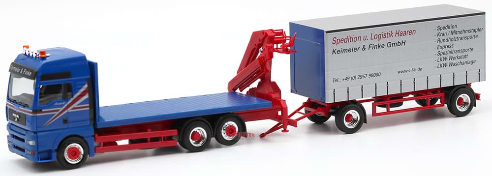 Bild von SLH Spedition + Logistik Haaren, MAN TG-A XXL Pritschen-LKW  mit ladekran und GardPl-Anhänger