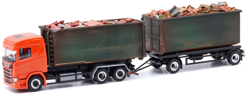 Bild von Scania CR ND U-Boxx Abrollmulden HZ mit Ladegut "Bauschutt / Schrott" (gealtert)