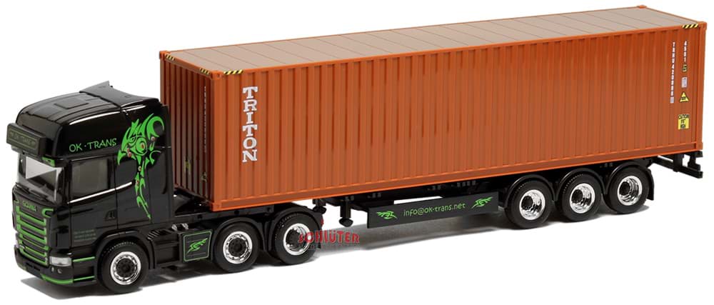 Bild von OK-Trans, Scania 04 Topline vvsp. "Triton" 40ft. Highcube  C ont.Aufl.3/3achs