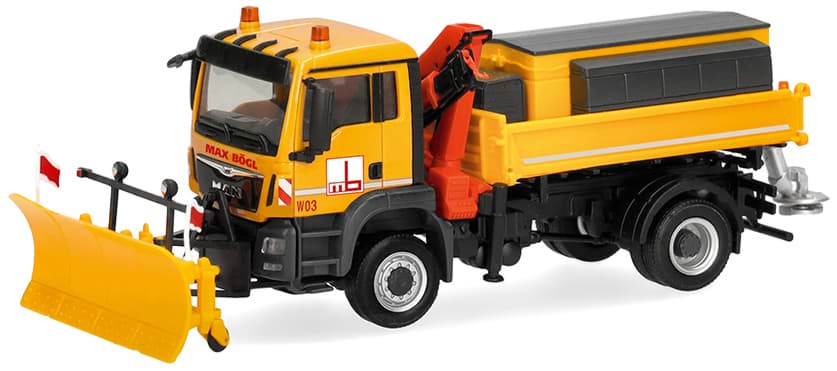 Bild von VORBESTELLUNG Max Bögl "Winterdienst", MAN TGS M Euro6c Dreiseitenkipper 2achs mit Kran  (NH11/12.2026)