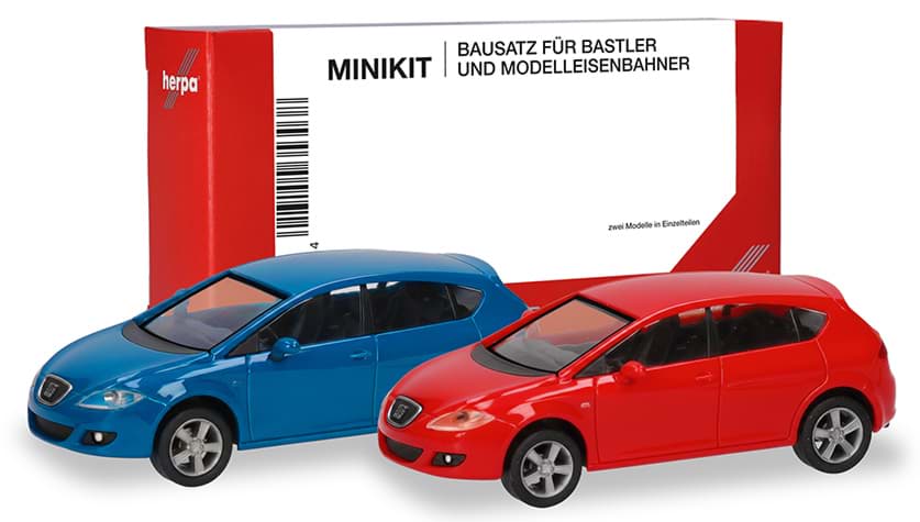 Bild von Vorbestellung Seat Leon, verkehrsrot/verkehrsblau (2 Stück) (Farbvariante) -MiniKit-   (NH11/12.2026)