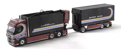 Bild von van der Mark Volvo FH03 GL Hackschnitzel-HZ mit Kranaufbau (Metall 1:50)