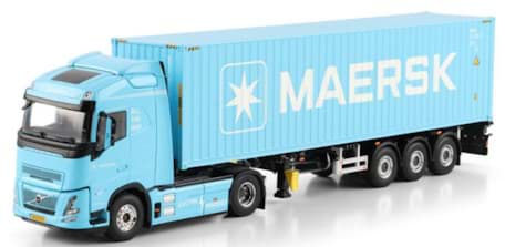 Bild von Vorbestellung Maersk, Volvo FH Aero GL Electric vvsp. 40ft. High Cube ContAufl. (DK)  (Metall 1:50)