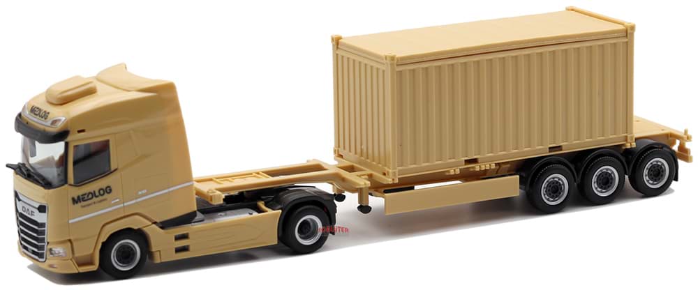 Bild von Medlog, DAF XG vvsp. mit 20ft. Container auf 40ft.Trailer  -- sehr geringe Stückzahl --